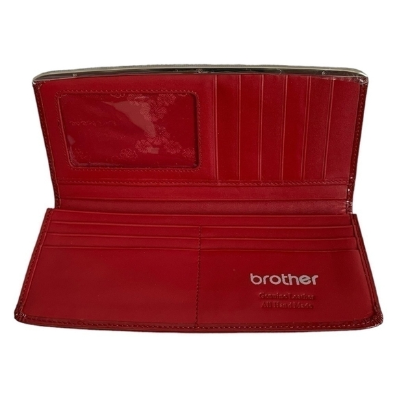 NWOT Women DECKESE Burgundy Red Leather Silver Accent Bifold Credit Card Wallet - Picture 4 of 4